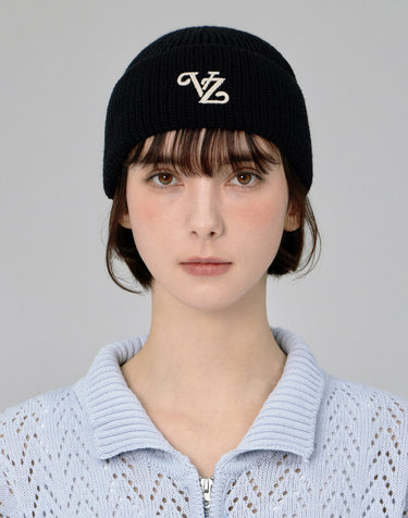 [바잘] 리프 VZ 로고 워시드 비니 블랙