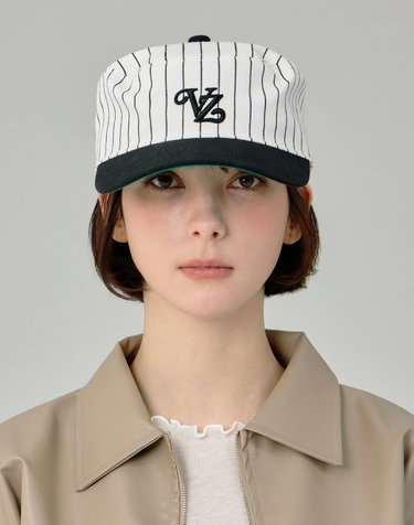 [바잘] 리프 VZ 모노그램 스트라이프 필박스 캡 블랙