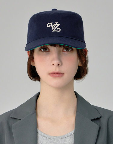 [바잘] 리프 체인 VZ 모노그램 필박스 캡 네이비