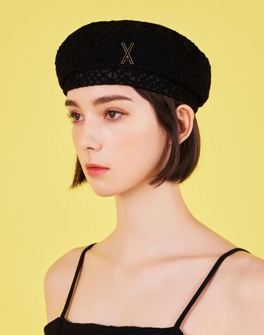 [스테이씨 재이 착용] [바잘] 에폭시 스터드 시스루 베레모 블랙