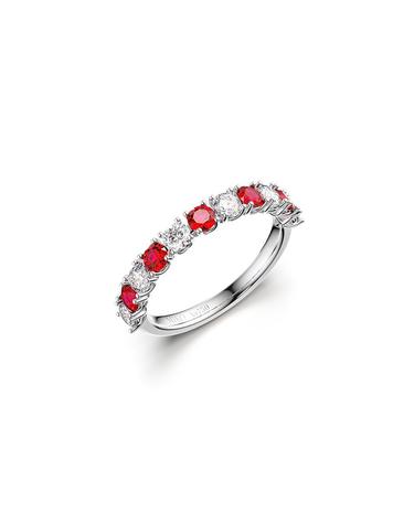 올가0.1ct 풀 이터너티링 가드링 다이아몬드 루비 콤비 하프세팅
