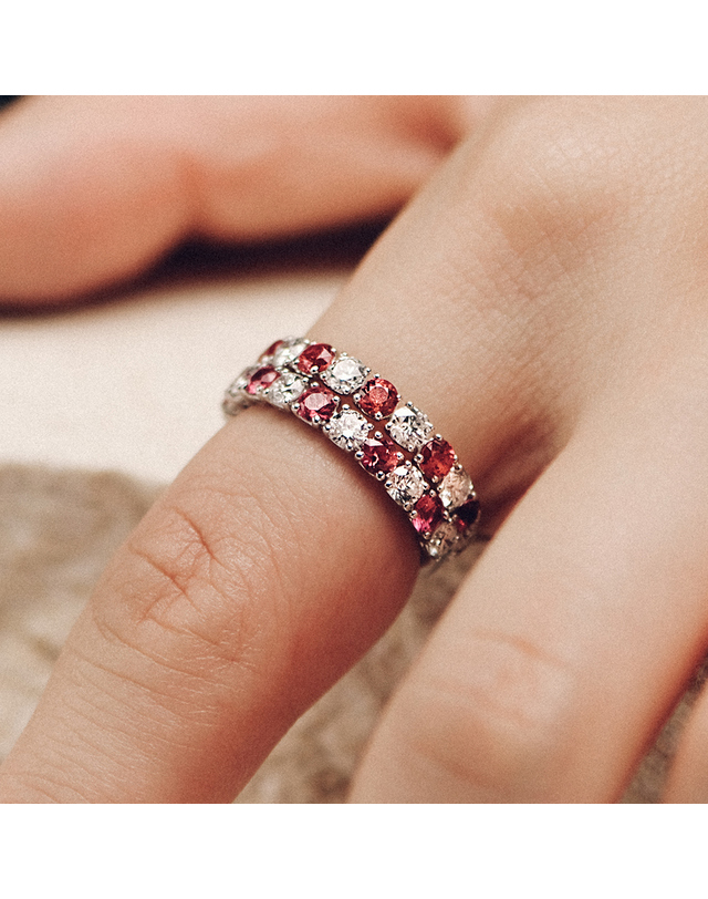 미꼬 올가0.1ct 풀 이터너티링 가드링 다이아몬드 루비 콤비 풀세팅 착용컷