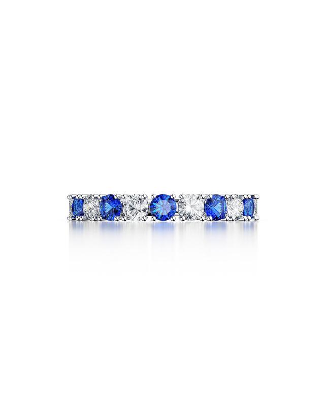 미꼬 올가0.1ct 풀 이터너티링 가드링 다이아몬드 사파이어 콤비 하프세팅 착용컷