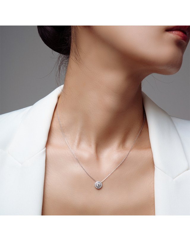 미꼬 필로스 다이아몬드 목걸이 0.3ct (3부)(GIA F.VS2.3EX.NONE) 착용컷