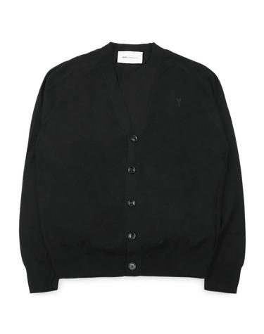 아미 남성 블랙 하트 로고 V넥 울 가디건(블랙) HKC384 KN0039 0180