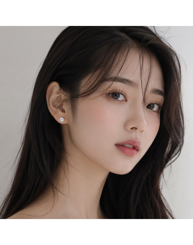 메종드쉬 메종드쉬 모이사나이트 귀걸이 랩다이아 6프롱 BME020 착용컷