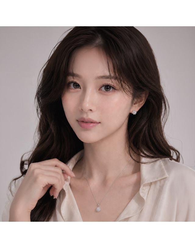 메종드쉬 메종드쉬 모이사나이트 세트 귀걸이 목걸이 BMS024 착용컷