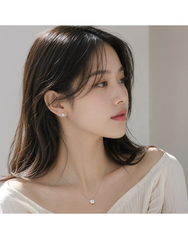 메종드쉬 메종드쉬 모이사나이트 세트 귀걸이 목걸이 BMS021 착용컷