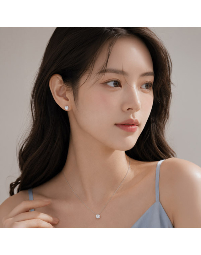 메종드쉬 메종드쉬 모이사나이트 세트 귀걸이 목걸이 BMS018 착용컷