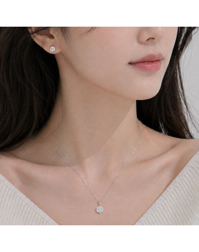 메종드쉬 메종드쉬 모이사나이트 세트 귀걸이 목걸이 BMS016 착용컷