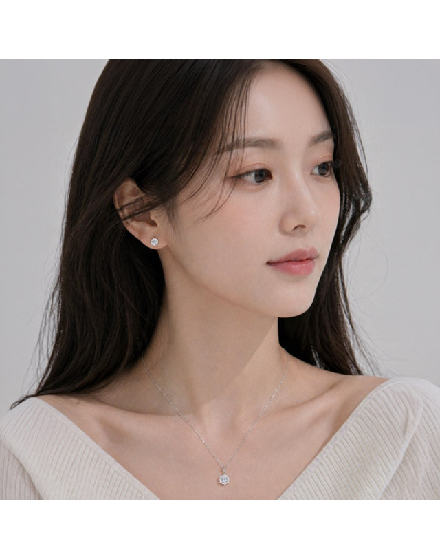 메종드쉬 메종드쉬 모이사나이트 세트 귀걸이 목걸이 BMS016 착용컷