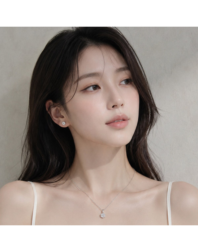 메종드쉬 메종드쉬 모이사나이트 세트 귀걸이 목걸이 BMS015 착용컷