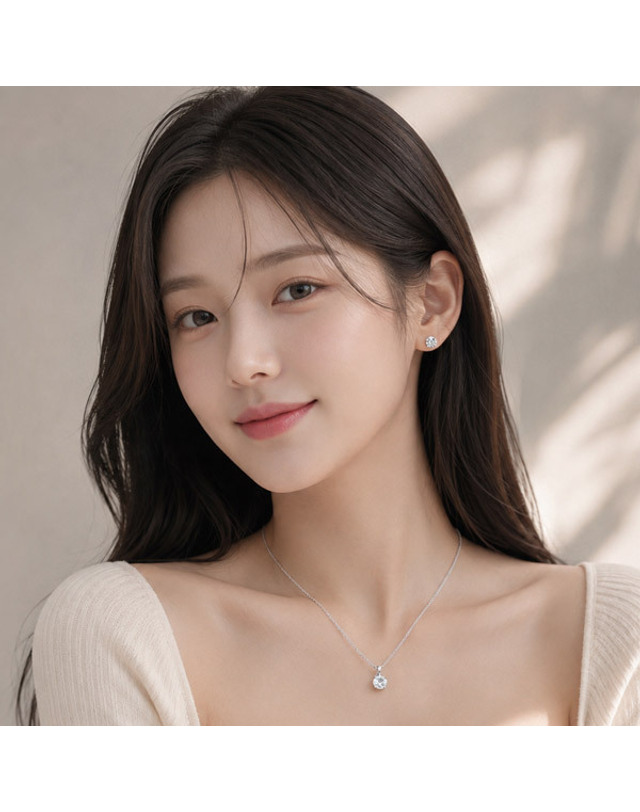 메종드쉬 메종드쉬 모이사나이트 세트 귀걸이 목걸이 BMS014 착용컷