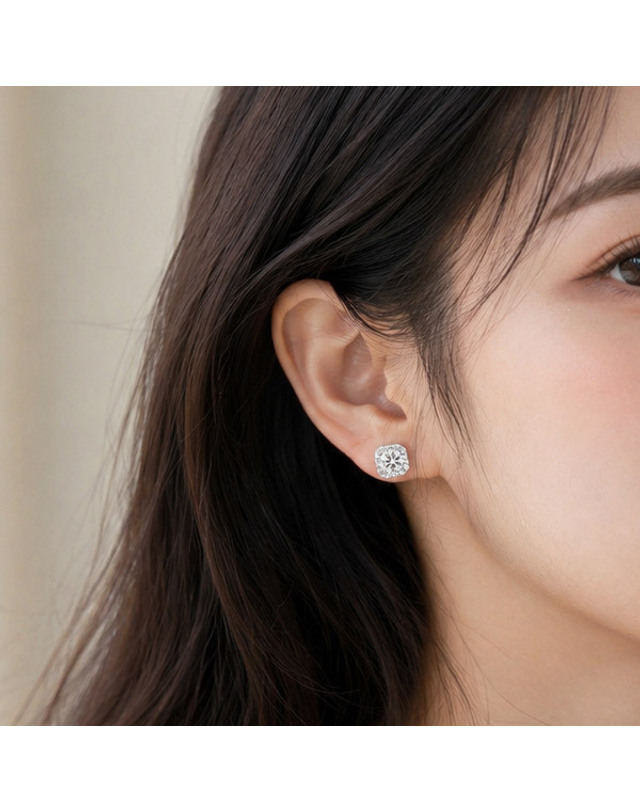 메종드쉬 메종드쉬 모이사나이트 귀걸이 랩다이아 스퀘어BME030 착용컷