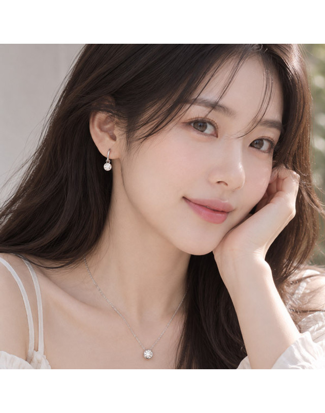메종드쉬 메종드쉬 모이사나이트 세트 귀걸이 목걸이 BMS029 착용컷