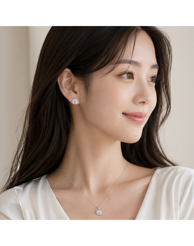 메종드쉬 메종드쉬 모이사나이트 세트 귀걸이 목걸이 BMS028 착용컷