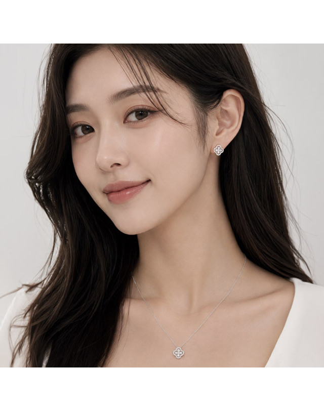 메종드쉬 메종드쉬 모이사나이트 세트 귀걸이 목걸이 BMS027 착용컷
