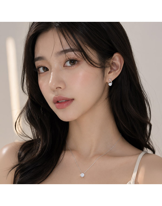메종드쉬 메종드쉬 모이사나이트 세트 귀걸이 목걸이 BMS032 착용컷