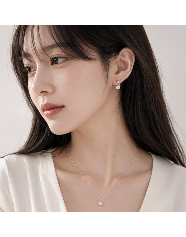 메종드쉬 메종드쉬 모이사나이트 세트 귀걸이 목걸이 BMS031 착용컷