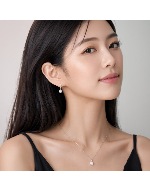 메종드쉬 메종드쉬 모이사나이트 세트 귀걸이 목걸이 BMS030 착용컷