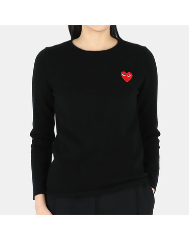 22 S/S 꼼데가르송 여성 레드 와펜 라운드넥 니트(블랙) P1 N067 000 BLACK