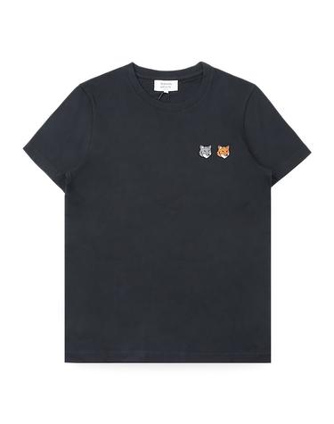 메종키츠네 여성 더블 폭스 헤드 패치 반팔(챠콜) OW011CFKJ7026 P190