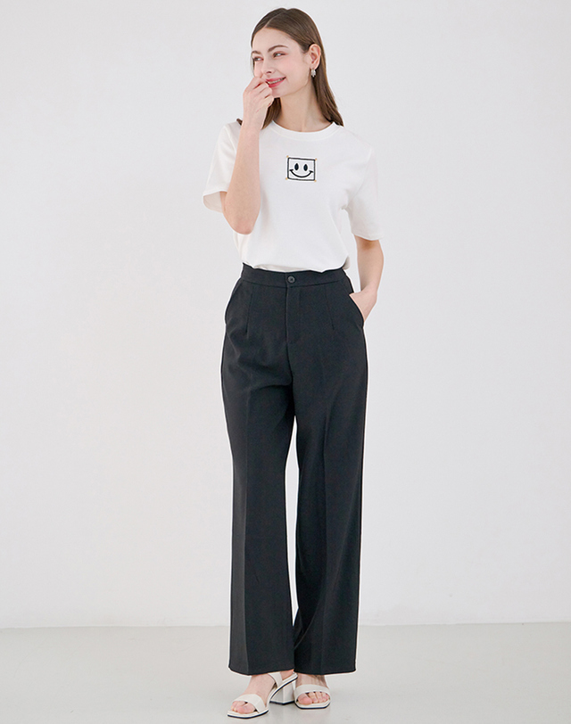 카인드베리 뒷 밴딩 슬림 통팬츠 (1 color) 착용컷