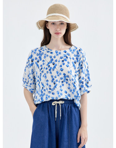 리프 드로잉 블라우스 KOBLP501 (2colors)