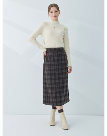 모던 체크 사방 스판 기모 H라인 스커트 KOSKPA01 (2colors)