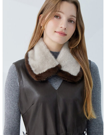 FAUX 밍크 배색 퍼 카라 KOACPA01 (3colors)