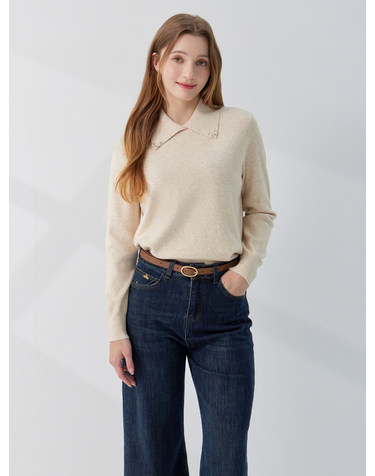 진주 장식 카라 니트 KOKTPB04 (2colors)