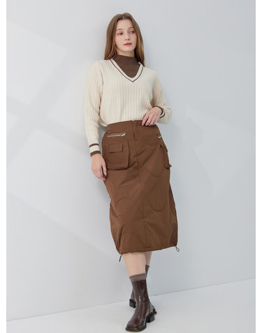 웨이브 퀼팅 포켓 방한 패딩 스커트 KOSKPB01 (3colors)