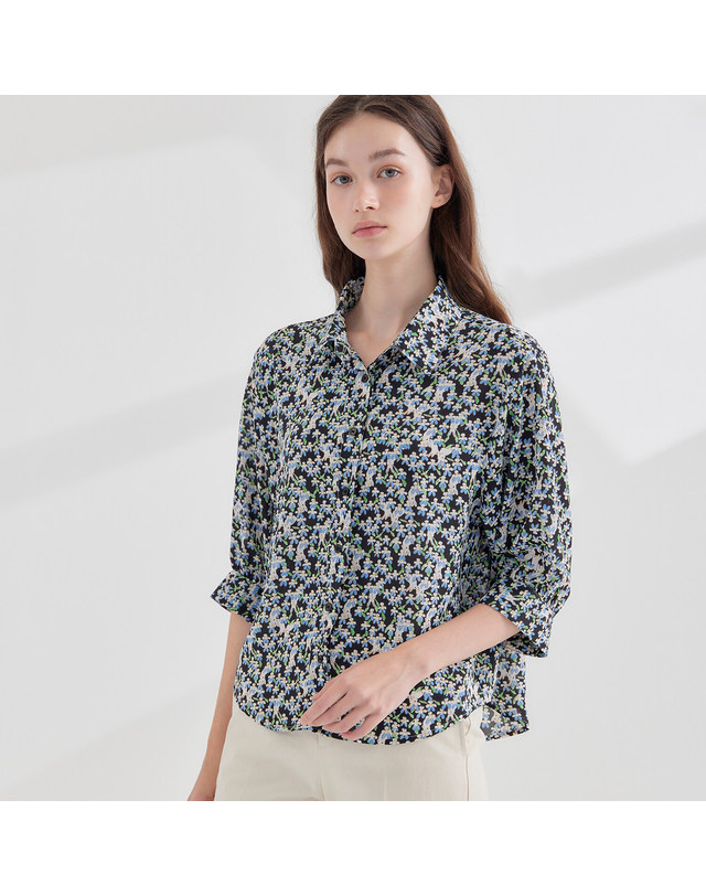 카인드베리 르레빗 플라워 7부 소매 블라우스 KOBLP355(2 colors) 착용컷