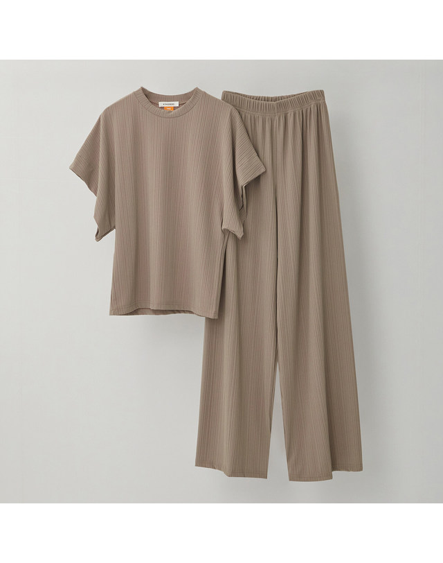 카인드베리 플리츠 이지 가오리 티셔츠 팬츠 셋업 KOOPP561 (2colors) 착용컷
