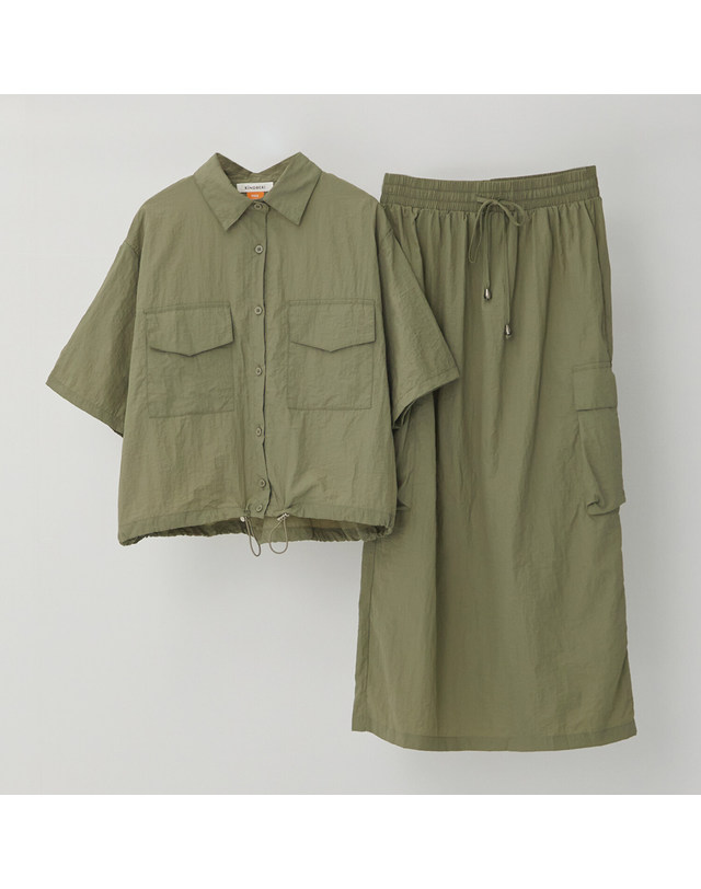 카인드베리 [신규컬러추가] 바스락 셔츠 카고 스커트 셋업 KOOPP550 (3colors) 착용컷