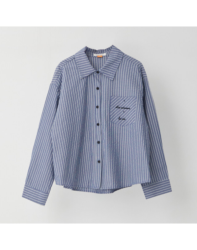 카인드베리 시어서커 스트라이프 자수 포켓 셔츠 KOBLP801 (2colors) 착용컷