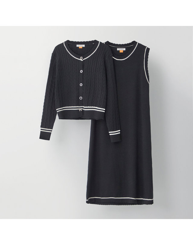 카인드베리 배색 케이블 니트 세트 원피스 KOOPPA02 (2colors) 착용컷