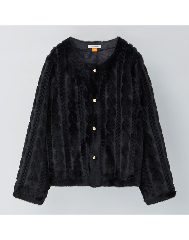 카인드베리 케이블 라운드 꽈베기 퍼자켓 KOJKPB02 (2colors) 착용컷