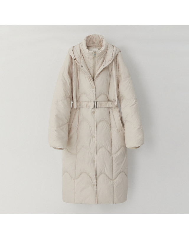 카인드베리 웨이브 이중 벨티드 후드 롱패딩 점퍼 KOPDPC03 (3colors) 착용컷