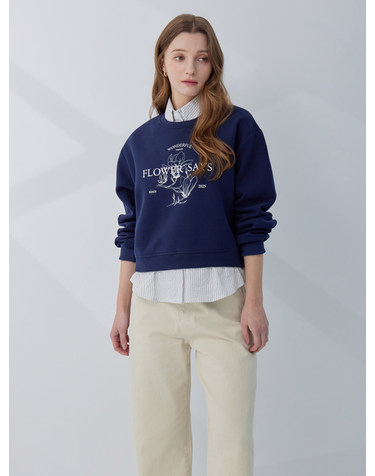 플라워 프린트 셔츠 레이어드 맨투맨 KOTSQ208 (2colors)