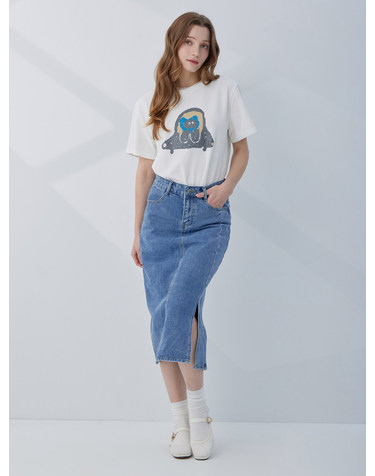 [55~77] 데님 슬릿 H라인 스커트 KOSKQ204 (2colors)