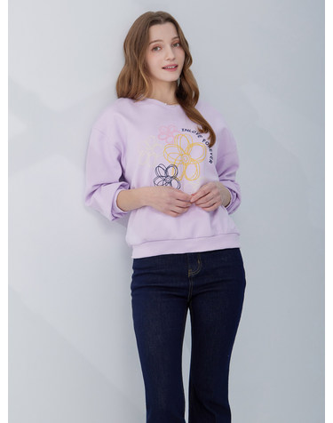 플라워 드로잉 프린트 맨투맨 KOTSQ201 (2colors)