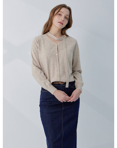 네크 스트랩 버튼 브이넥 가디건 KOCDQ203 (2colors)