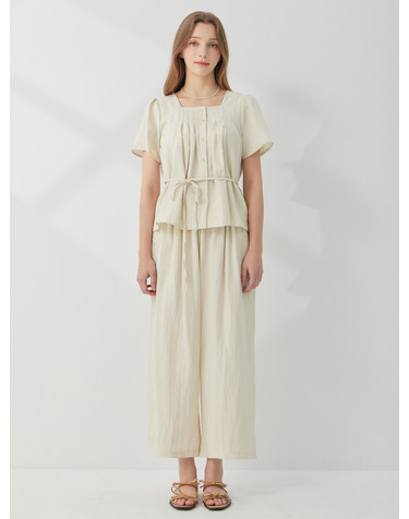 핀턱 스퀘어 투피스 팬츠 셋업 KOOPQ304 (2colors)