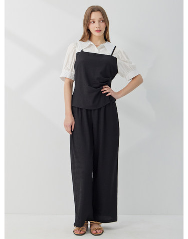 뷔스티에 레이어드 셔츠 팬츠 셋업 KOOPQ303 (2colors)
