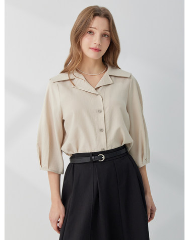 와이드 카라 7부 블라우스 KOBLQ319 (2colors)