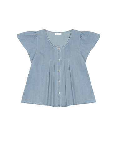 플레어 핀턱 데님 블라우스 KOBLQ711 (2colors)