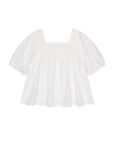 스퀘어넥 레이스 플레어 블라우스 KOBLQ715 (2colors)