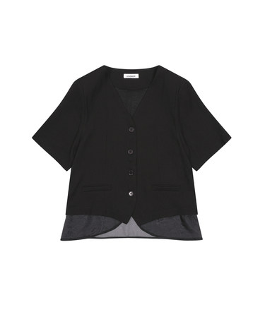 린넨 라이크 쉬폰 반팔 자켓 KOJKQ706 (2colors)