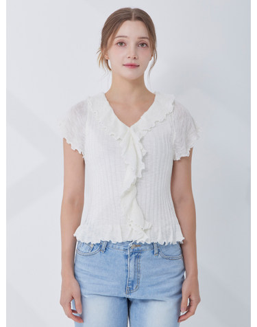 캡소매 프릴 브이넥 니트 KOKTQ712 (2colors)